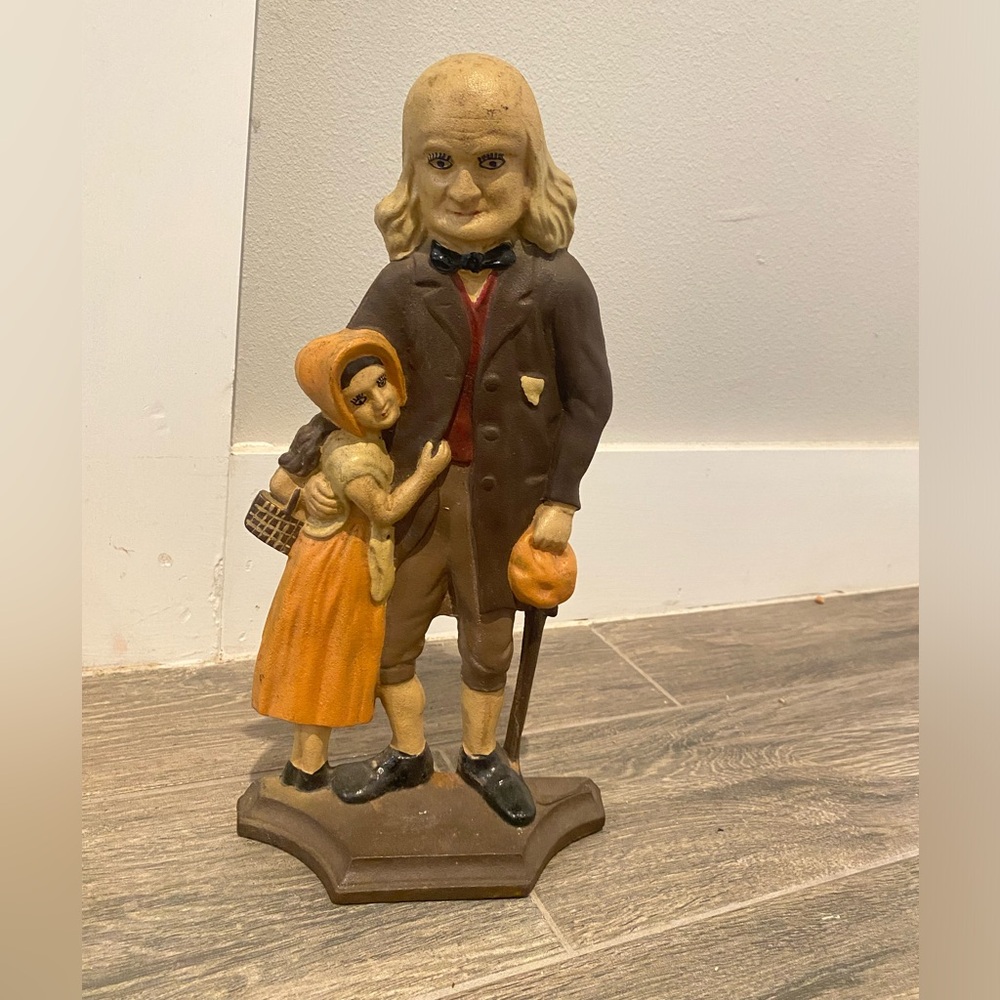 Vintage Benjamin Franklin Cast Iron Charles Noble Doorstop